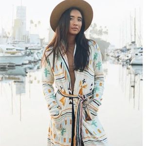 Faherty B Yellowtail Paloma Duster: Tipi Jacquard (cardigan belted, cream, Size